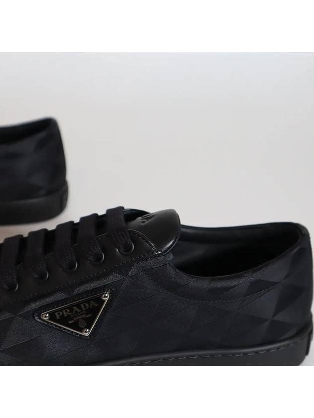 Triangle Logo Leather Re-Nylon Low Top Sneakers Black - PRADA - BALAAN 8