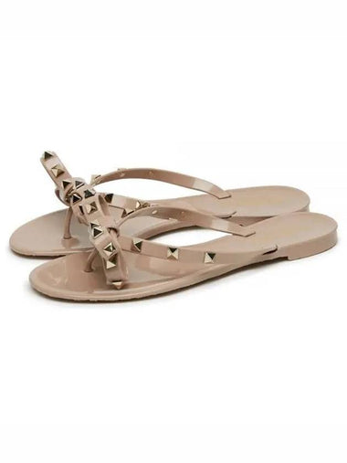 Women s Rockstud Ribbon Beige Flip flops 0552 PVS P45 1156672 - VALENTINO - BALAAN 1