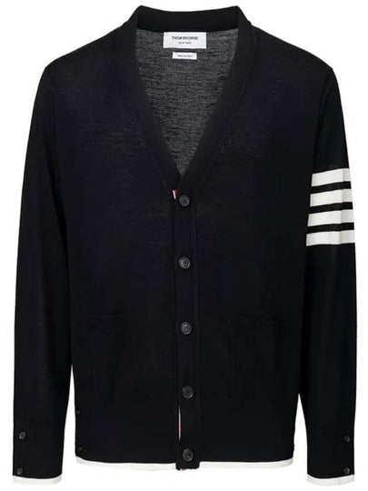 Men's Sustainable Classic Diagonal Wool Cardigan Medium Grey - THOM BROWNE - BALAAN 2