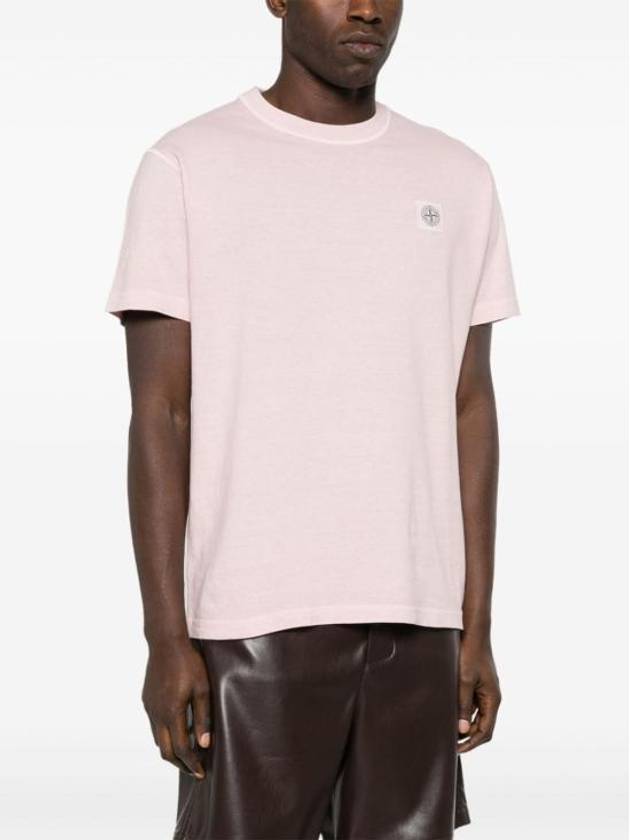 Organic Cotton Short Sleeve T-Shirt Pink - STONE ISLAND - BALAAN 3