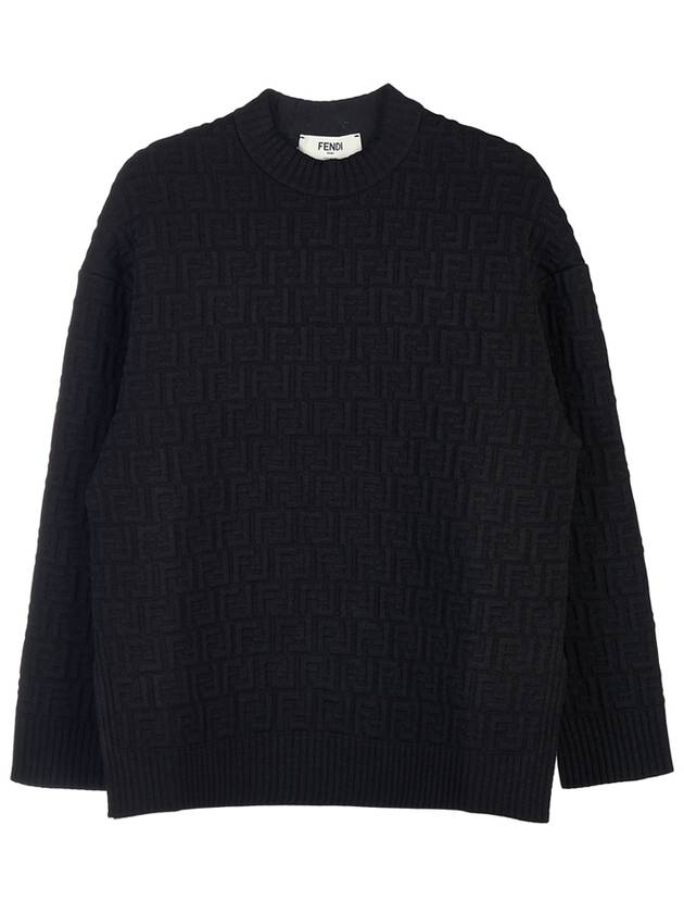 FF logo embossed pullover knit top black - FENDI - BALAAN.