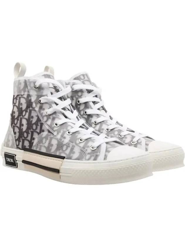 B23 Oblique Canvas High Top Sneakers White Black - DIOR - BALAAN 2