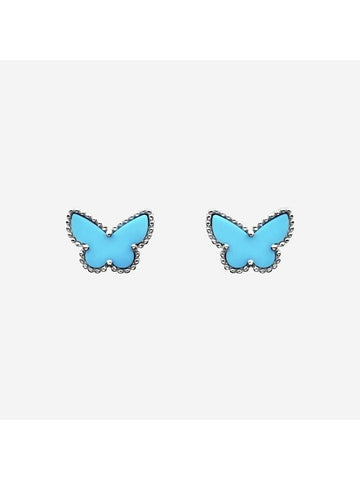 Sweet Alhambra Butterfly Earrings Silver Blue - VANCLEEFARPELS - BALAAN 1