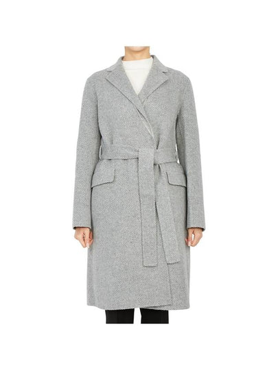 Women's Double Face Wrap Wool Single Coat Grey - THEORY - BALAAN 2