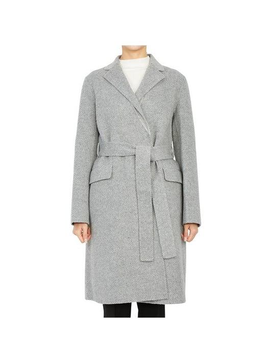 Women's Double Face Wrap Wool Single Coat Grey - THEORY - BALAAN 1