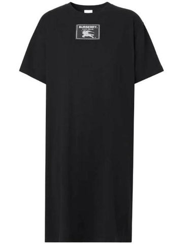 Women's Prosum Label Cotton Short Dress Black - BURBERRY - BALAAN 1