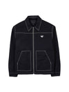 Triangle Logo Stitch Zip Up Jacket Black - PRADA - BALAAN 2