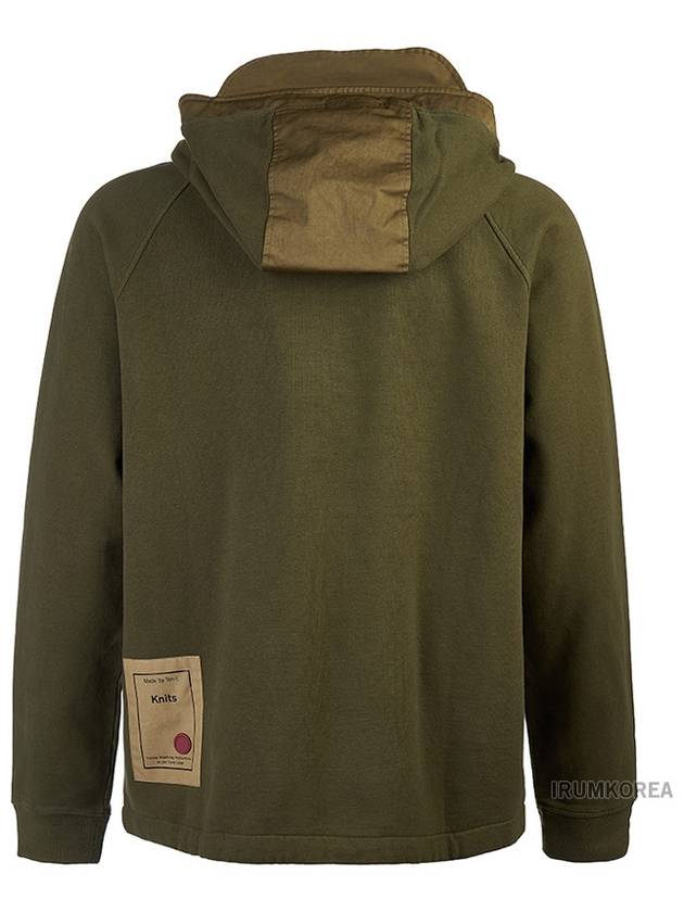 Garment Dyed One-Pocket Cotton Zip Up Hoodie Green - TEN C - BALAAN 4