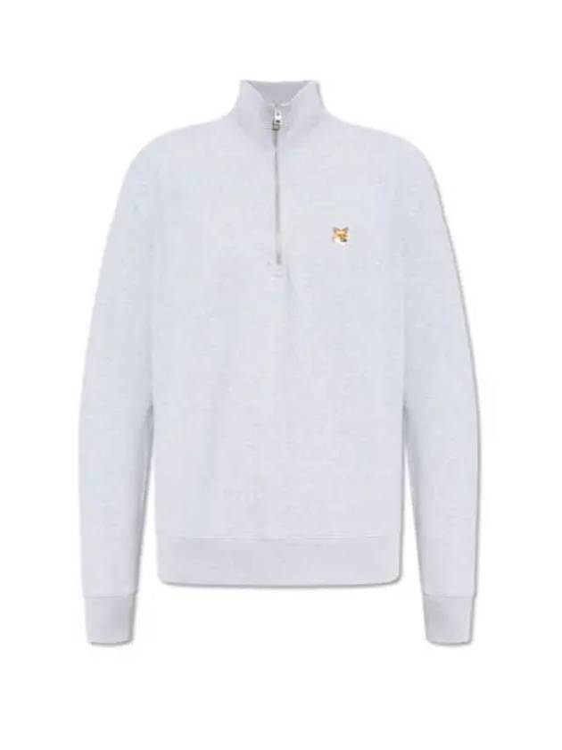 Fox Head Patch Half Zipper Sweatshirt Light Grey Melange - MAISON KITSUNE - BALAAN 2