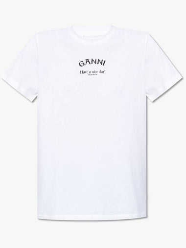 Ganni T-shirt With Logo, Women's, White - GANNI - BALAAN 1