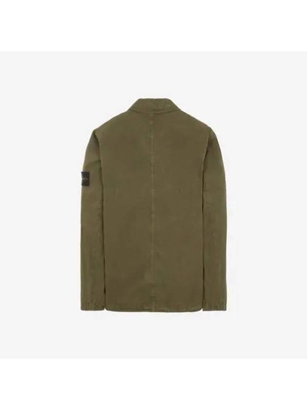 Brushed Organic Cotton Overshirt Jacket Dark Green - STONE ISLAND - BALAAN 3