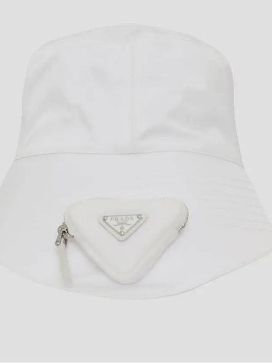 Triangle Logo Re-nylon Bucket Hat White - PRADA - BALAAN 2