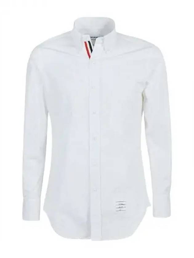 Men's Grosgrain Placket Solid Poplin Long Sleeve Shirt White - THOM BROWNE - BALAAN 2