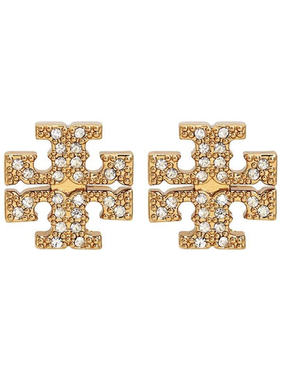 Crystal Logo Stud Earrings Gold - TORY BURCH - BALAAN 2