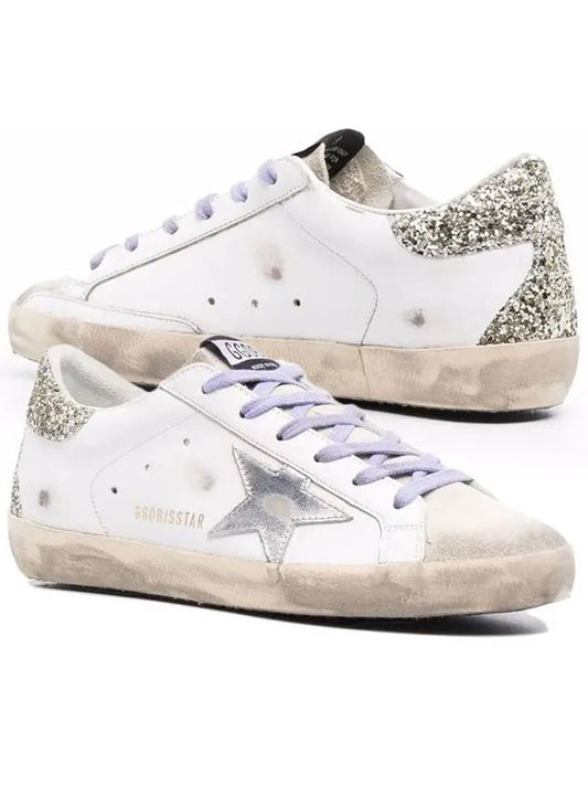 Superstar Glitter Tab Leather Low Top Sneakers Silver White - GOLDEN GOOSE - BALAAN 2