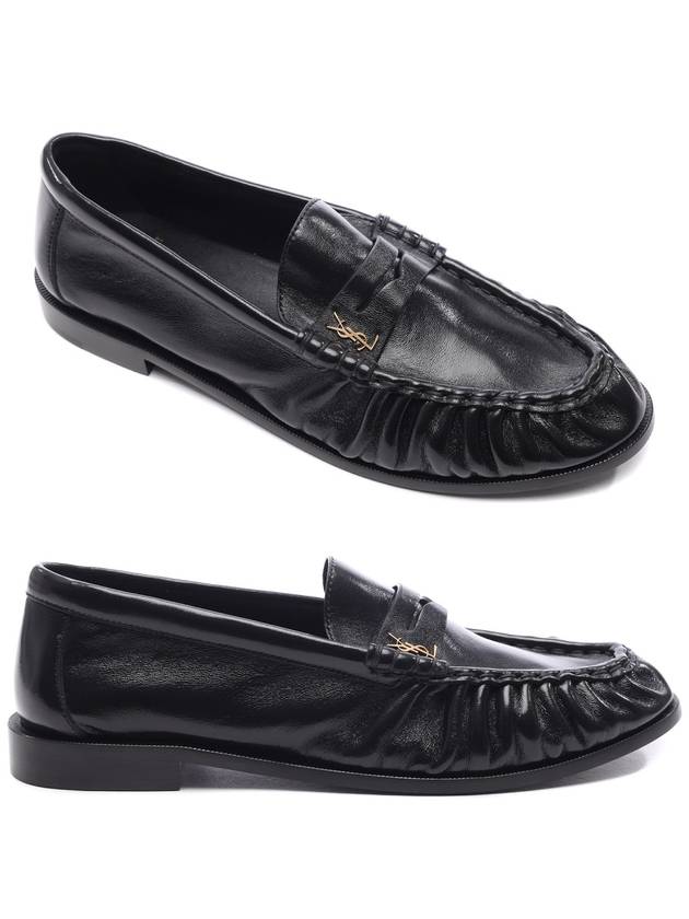 Le Signature Cassandre Logo Plaque Lamb Skin Loafer Black - SAINT LAURENT - BALAAN 3