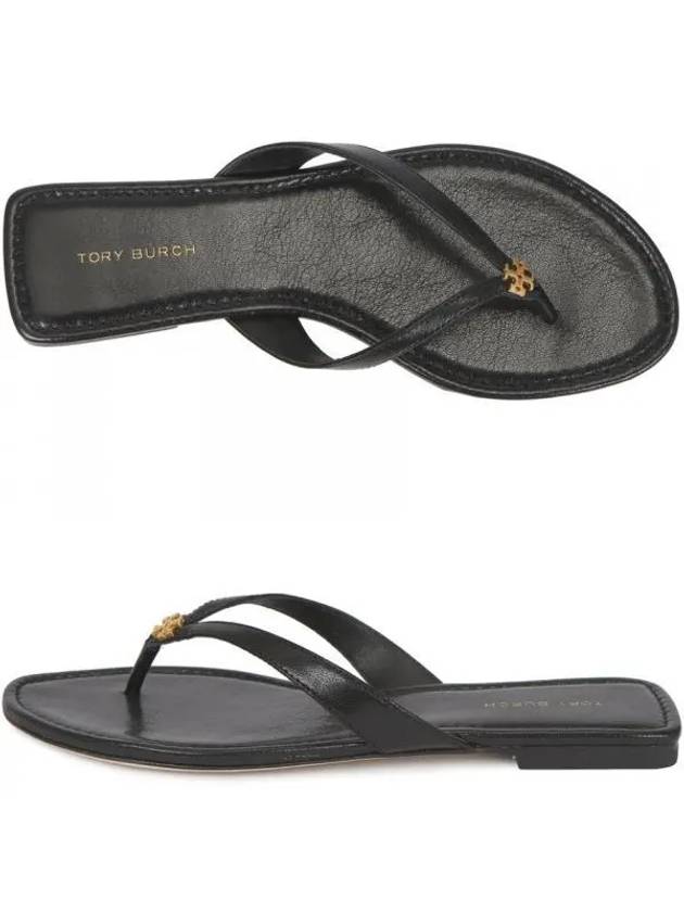 Capri Logo Plaque Flip Flops Black - TORY BURCH - BALAAN 2