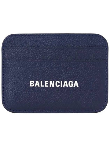 Grainy Leather Cash Card Holder Navy - BALENCIAGA - BALAAN.