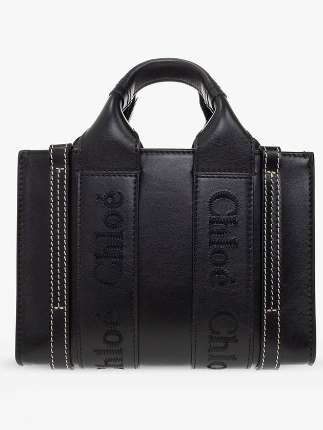 Woody Leather Mini Tote Bag Black - CHLOE - BALAAN 4