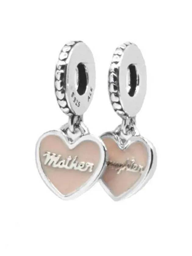 Mother Daughter Heart Pendant Dangle Bracelet Charm Silver Pink - PANDORA - BALAAN 2