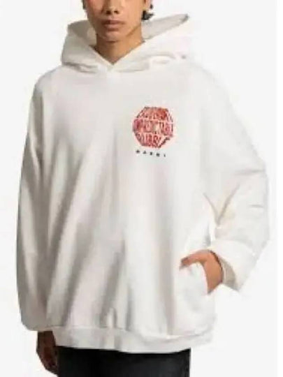 Slogan Print Hoodie Stone White Red - MARNI - BALAAN 2