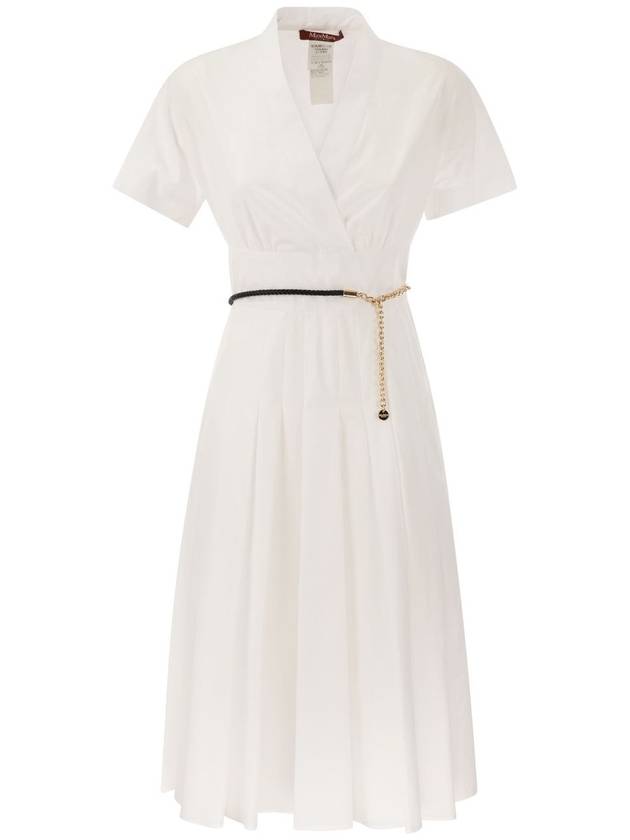 Alatri V-neck Cotton Long Dress White - MAX MARA - BALAAN 2