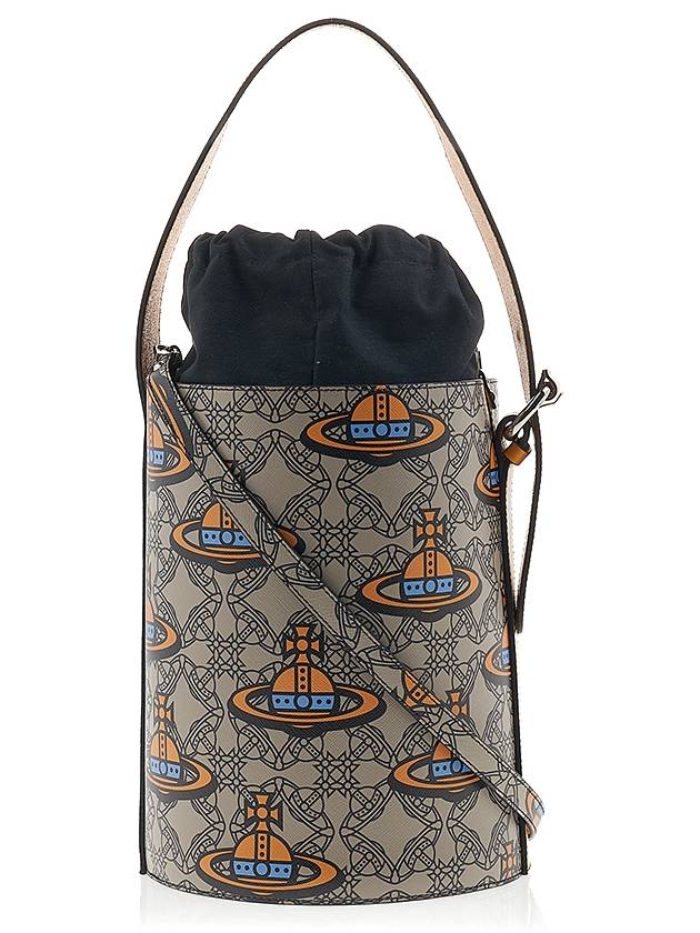 Charlotte Drawstring Leather Bucket Bag ORBmania Print - VIVIENNE WESTWOOD - BALAAN 4