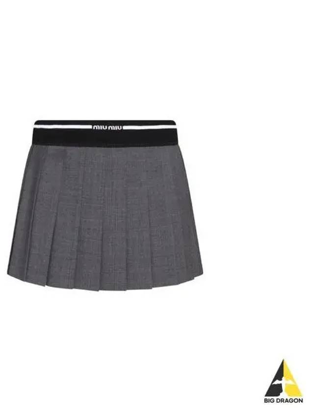 MIU Women s Glen Pleated Wool Mini Skirt Gray MG1905 10DI - MIU MIU - BALAAN 1