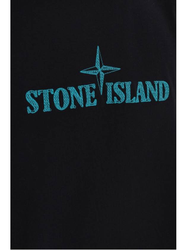 Stitches Two Embroidery Short Sleeve T-Shirt Black - STONE ISLAND - BALAAN 6