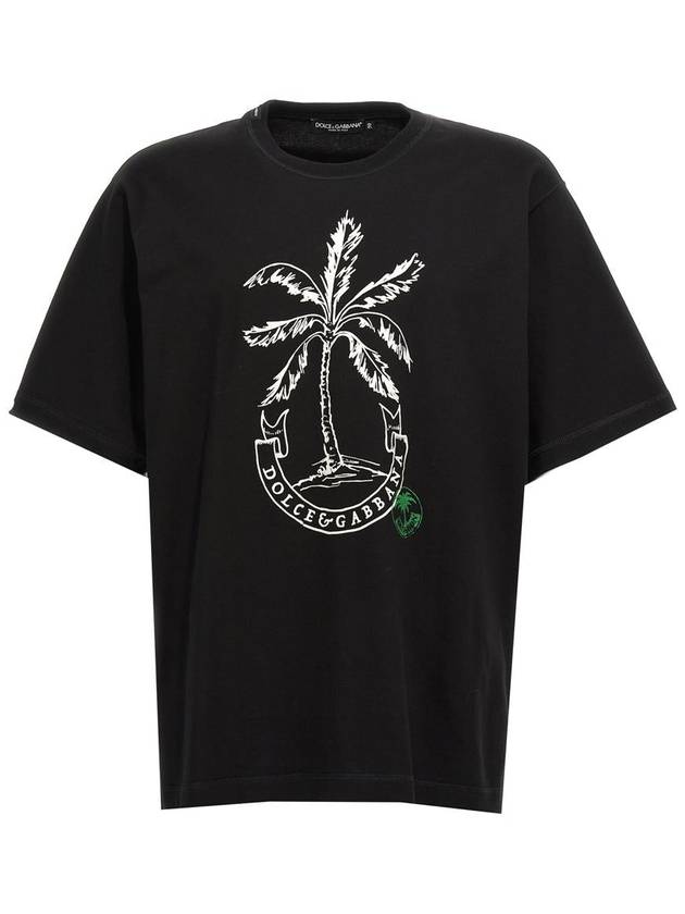 Palm Logo Print Cotton T-Shirt G8PN9TG7K1V - DOLCE&GABBANA - BALAAN 2