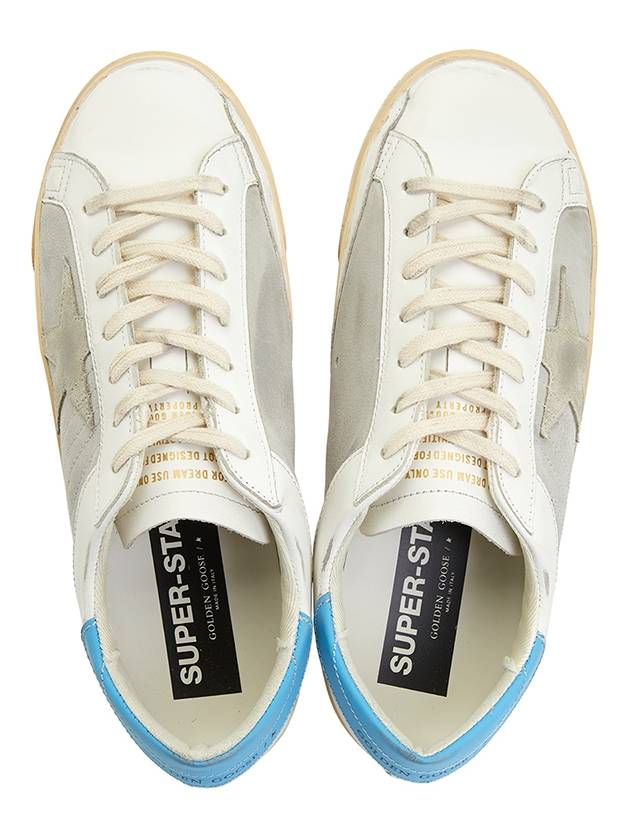 Super Star Leather Suede Low Top Sneakers White Grey Blue - GOLDEN GOOSE - BALAAN 3