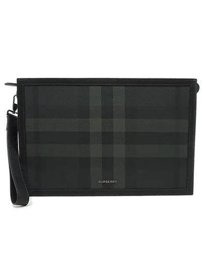 Check Small Logo Clutch Bag Black - BURBERRY - BALAAN 2