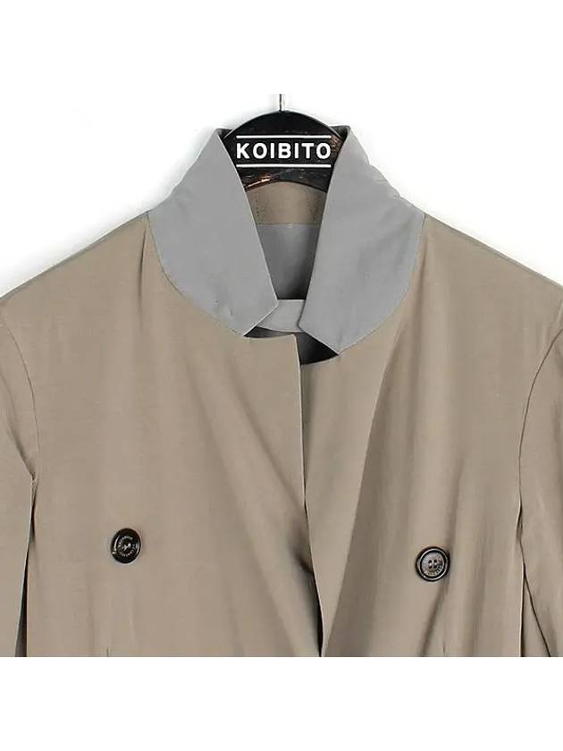 Light khaki beige gray color combination double sided women s trench coat - BRUNELLO CUCINELLI - BALAAN 2