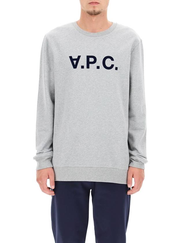 Men's VPC Logo Print Crew Neck Sweatshirt Grey - A.P.C. - BALAAN 3