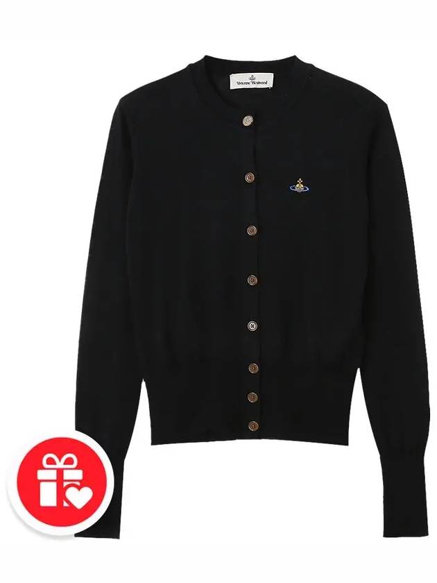 Bea Logo Wool Cardigan Black - VIVIENNE WESTWOOD - BALAAN 8