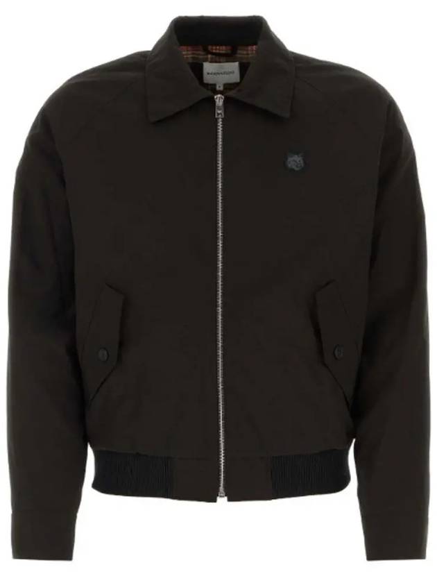 Harrington Technical Cotton Gabardine with Bold Fox Head Patch Jacket Black - MAISON KITSUNE - BALAAN 2