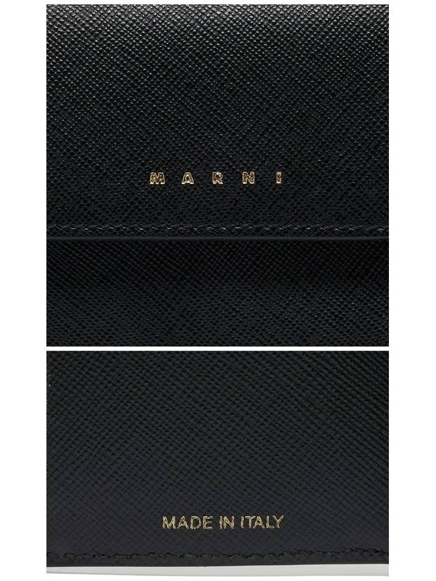 Saffiano Tri-Fold Zipper Half Wallet Black - MARNI - BALAAN 4