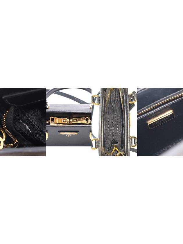 Women s Prada 1BA380 Black Saffiano Gold Triangle Logo Mini Tote 2WAY gt bag Gangbuk used luxury goods - PRADA - BALAAN 9