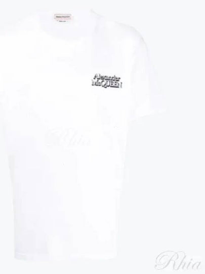 Men's Logo Embroidery Short Sleeve T-Shirt White - ALEXANDER MCQUEEN - BALAAN 2