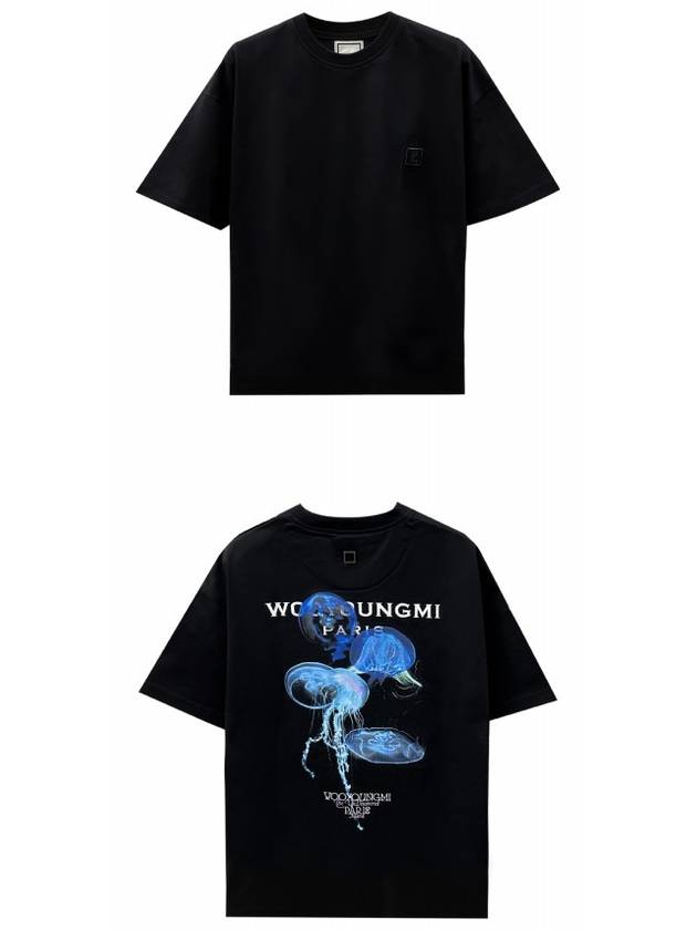 Jellyfish Back Logo Cotton Short Sleeve T-Shirt Black - WOOYOUNGMI - BALAAN 5