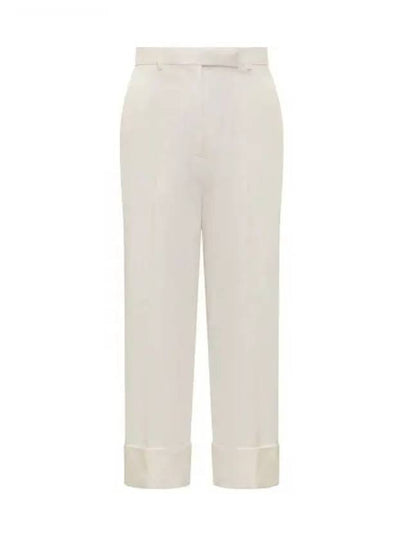 High Waist Cotton Canvas Straight Pants White - THOM BROWNE - BALAAN 2