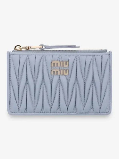 Matelasse Leather Card Wallet Blue - MIU MIU - BALAAN 2