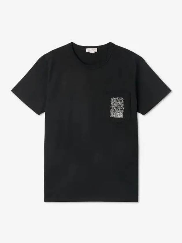 Men's Logo Print Short Sleeve T-Shirt Black - ALEXANDER MCQUEEN - BALAAN 2