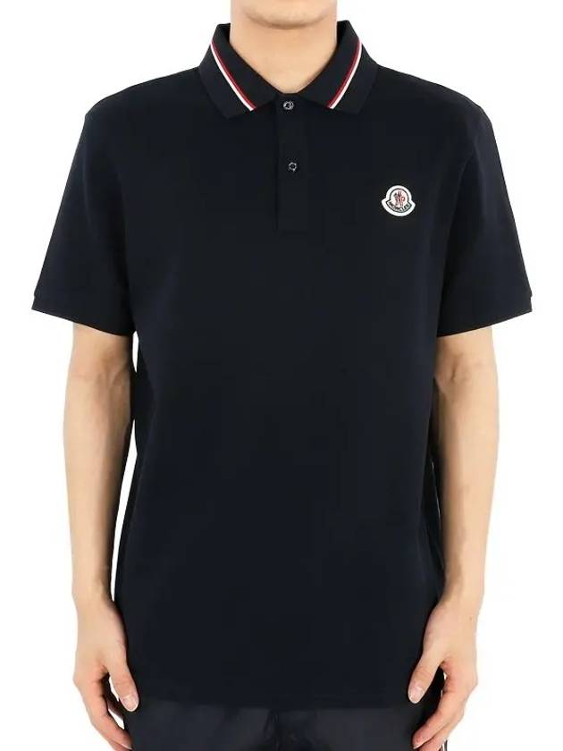 Logo Patch Polo Shirt Dark Blue - MONCLER - BALAAN 2