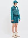 Soju Crop Denim Trucker Jacket Green - C WEAR BY THE GENIUS - BALAAN 4