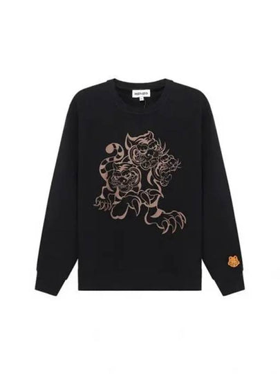 Three Tiger Print Sweatshirt Black - KENZO - BALAAN 2