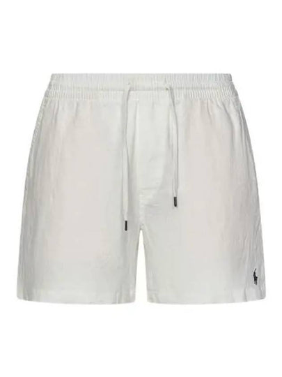 Embroidered Pony Logo Prepster Linen Shorts White - POLO RALPH LAUREN - BALAAN 2