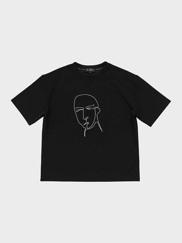 Drawing Embroidery Short Sleeve T-Shirt Black - FFEFF STUDIO - BALAAN 1