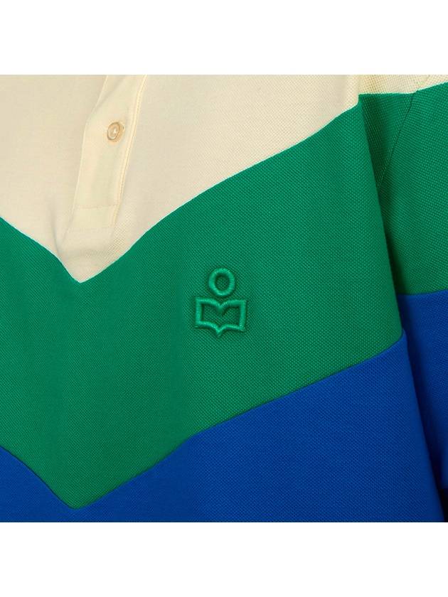 Anton Logo Embroidery Button Cotton Polo Shirt Green - ISABEL MARANT - BALAAN 7