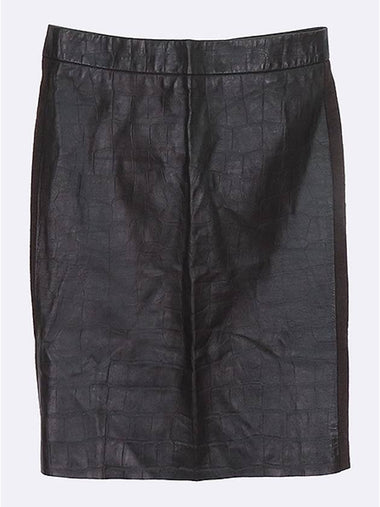 14060159 Brown Women s Round Leather Skirt Size 4 - MAX MARA - BALAAN 1